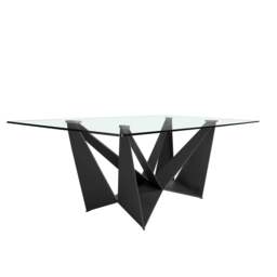Rackhams Rectangular tempered glass and black steel dining table 1128 - 200 x 95 x 75 - thumbnail 2