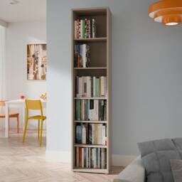 Rackhams Alice Springs Tall Narrow Bookcase with 5 Shelves in Taupe - Manufactured Wood - 1 - Taupe - thumbnail 1