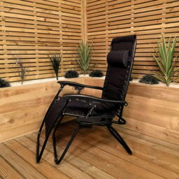 Rackhams Luxury Padded Multi Position Zero Gravity Garden Relaxer Chair Lounger in All Black - SunLoungers - thumbnail 4