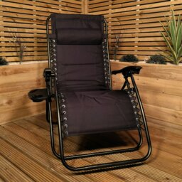 Rackhams Luxury Padded Multi Position Zero Gravity Garden Relaxer Chair Lounger in All Black - SunLoungers - thumbnail 2