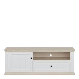Rackhams Pontypool TV Unit with Drawer & Open Shelf in White and Riva Oak - W 149.5 X  H 53.8 X  D 43.5cm - 1 - Manufactured Wood - thumbnail 3