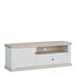Rackhams Pontypool TV Unit with Drawer & Open Shelf in White and Riva Oak - W 149.5 X  H 53.8 X  D 43.5cm - 1 - Manufactured Wood - thumbnail 2