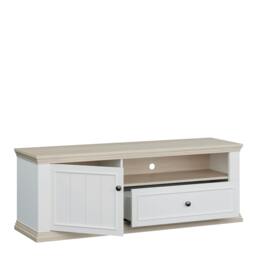 Rackhams Pontypool TV Unit with Drawer & Open Shelf in White and Riva Oak - W 149.5 X  H 53.8 X  D 43.5cm - 1 - Manufactured Wood - thumbnail 5