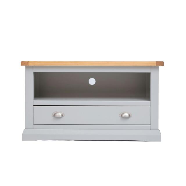Rackhams Loreo Light Grey 1 Drawer TV Cabinet Chrome Cup Handle - Light Grey - image 1