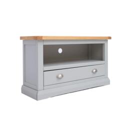 Rackhams Loreo Light Grey 1 Drawer TV Cabinet Chrome Cup Handle - Light Grey - thumbnail 2