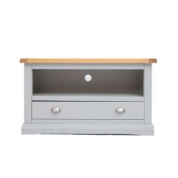 Rackhams Loreo Light Grey 1 Drawer TV Cabinet Chrome Cup Handle - Light Grey - thumbnail 1