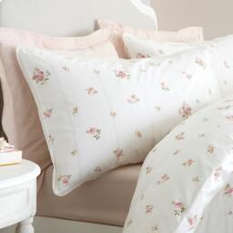 Rackhams Vintage Rosebud Lace 200 Thread Count Cotton Reversible Duvet Cover Set Cream - King - Cream - thumbnail 3