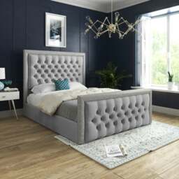 Rackhams Venice Glitter Border Upholstered Soft Velvet Bed Frame - Grey - Pink - Small single - thumbnail 2