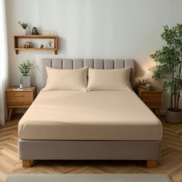 Rackhams Microfibre Soft Touch Fitted Sheet 25cm Skirt Plain Dyed Bed Linen - King - Cream - thumbnail 1