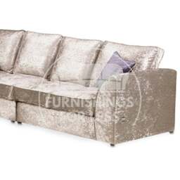 Rackhams Crystal Crushed Velvet Full Back 5 Seater L Shaped Corner Sofa - Silver - Left Hand Facing - thumbnail 6