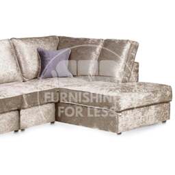 Rackhams Crystal Crushed Velvet Full Back 5 Seater L Shaped Corner Sofa - Silver - Left Hand Facing - thumbnail 3