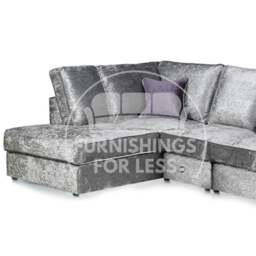 Rackhams Crystal Crushed Velvet Full Back 5 Seater L Shaped Corner Sofa - Silver - Left Hand Facing - thumbnail 4