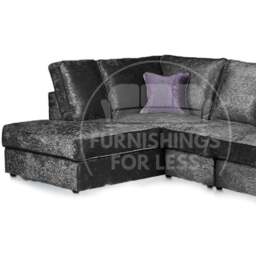 Rackhams Crystal Crushed Velvet Full Back 5 Seater L Shaped Corner Sofa - Silver - Left Hand Facing - thumbnail 5