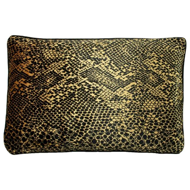 Rackhams Python Cushion Cover - Gold/Black - One Size - Gold/Black - 100% Mixed - image 1