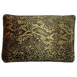 Rackhams Python Cushion Cover - Gold/Black - One Size - Gold/Black - 100% Mixed
