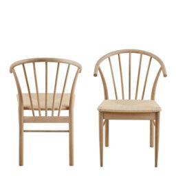 Rackhams Cassandra Dining Chair with Armrest in White Oak Set of 2 - 1 - thumbnail 2