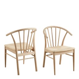Rackhams Cassandra Dining Chair with Armrest in White Oak Set of 2 - 1