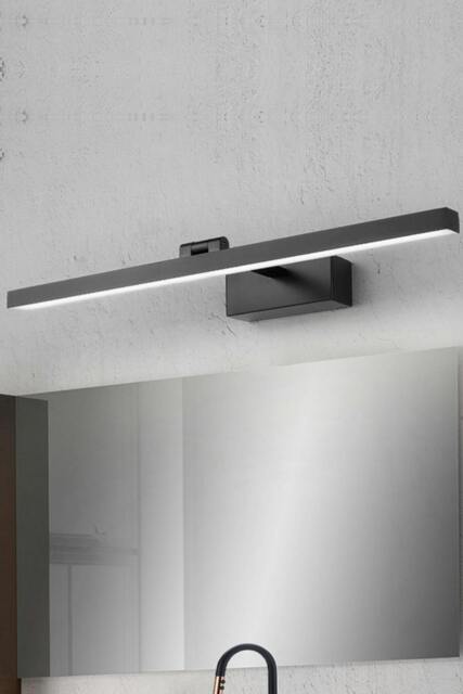 Rackhams Modern Front Mirror LED Vanity Wall Light - Black - One Size - image 1
