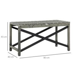 Rackhams Outdoor Coffee Table, Garden PE Rattan Side Table with Plastic Board Under the Full Woven Table Top and X-Shape Frame for Patio, Balcony, Mixed Grey - thumbnail 3