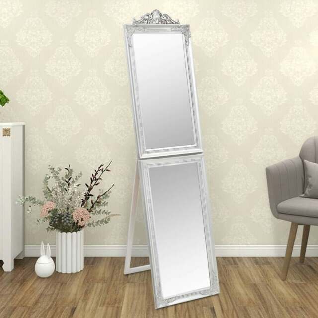 Rackhams Free-Standing Mirror Silver 40x160 cm - Glass, eucalyptus wood and engineered wood