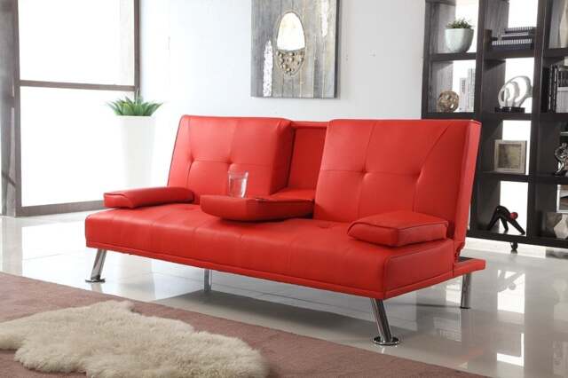Rackhams Verona Faux Leather Sofa Bed - Red - image 1