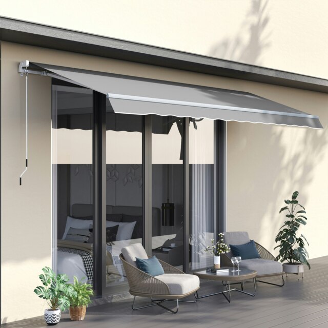 Rackhams Retractable Awning for Door & Window Garden Shelter Canopy 3 x 2m - 295cm x 200cm x 150cm - image 1