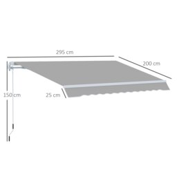 Rackhams Retractable Awning for Door & Window Garden Shelter Canopy 3 x 2m - 295cm x 200cm x 150cm - thumbnail 5