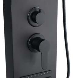 Rackhams 4 in 1 Bathroom Black Thermostatic Tower Shower Panel Wall Mounted - thumbnail 5