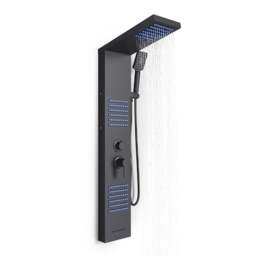 Rackhams 4 in 1 Bathroom Black Thermostatic Tower Shower Panel Wall Mounted - thumbnail 2