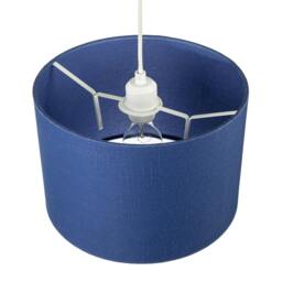 Rackhams Designer Navy Peony Blue Textured Linen Fabric Circular Lamp Shade - thumbnail 3