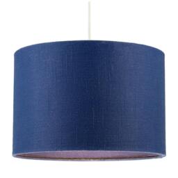 Rackhams Designer Navy Peony Blue Textured Linen Fabric Circular Lamp Shade - thumbnail 2