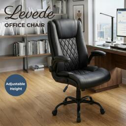 Rackhams Executive Office Chair PU Leather Reclining Desk Chair Flip-Up Armrests - thumbnail 2