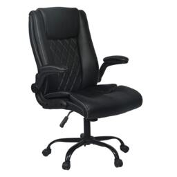 Rackhams Executive Office Chair PU Leather Reclining Desk Chair Flip-Up Armrests - thumbnail 1