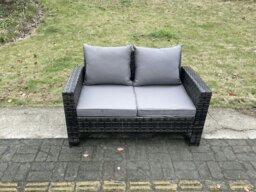 Rackhams Rattan Outdoor Furniture Gas Fire Pit Rectangle Dining Table Gas Heater Chairs Two Seater Love Sofa Sets 6 Seater - thumbnail 4