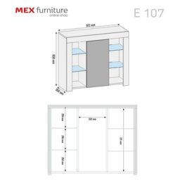 Rackhams Sophisticated 97.5cm TV Stand Sideboard – White High Gloss Door with Free LED - 97.5cm  - Oak Matt Body & White Gloss Doors - 1 - thumbnail 6