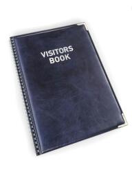 Rackhams PU Leather GDPR Visitor Book - 100 Name Badges & Security Sheet - Blue - thumbnail 1