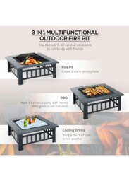 Rackhams Fire Pit Heater Square Table Patio Backyard Metal Black φ86cm Outdoor - thumbnail 5