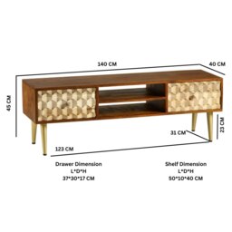 Rackhams Camille Retro Large Plasma TV Unit - 140 cm - 45 cm - Wood - thumbnail 4