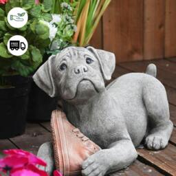 Rackhams Dog and Shoe Stone Garden Ornament - thumbnail 2
