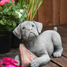 Rackhams Dog and Shoe Stone Garden Ornament - thumbnail 1