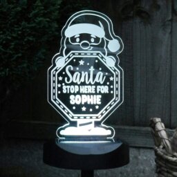 Rackhams Personalised Santa Stop Here Sign Outdoor Solar Light - thumbnail 2