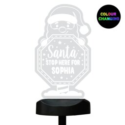 Rackhams Personalised Santa Stop Here Sign Outdoor Solar Light - thumbnail 1