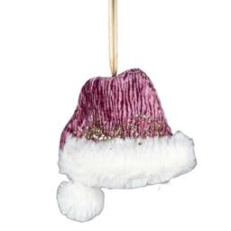 Rackhams 13x12cm Pink Santa Hat Christmas Hanging Decoration with Hanging Loop for Trees, Wreaths and Garlands - thumbnail 3