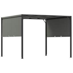 Rackhams 3 x 3(m) Pergola Metal Gazebo Outdoor Sun Shade Shelter Canopy - Charcoal grey - Steel, Polyester - 2.95L x 2.95W x 2.26H m - thumbnail 2