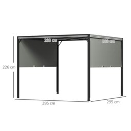 Rackhams 3 x 3(m) Pergola Metal Gazebo Outdoor Sun Shade Shelter Canopy - Charcoal grey - Steel, Polyester - 2.95L x 2.95W x 2.26H m - thumbnail 5