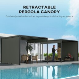 Rackhams 3 x 3(m) Pergola Metal Gazebo Outdoor Sun Shade Shelter Canopy - Charcoal grey - Steel, Polyester - 2.95L x 2.95W x 2.26H m - thumbnail 4