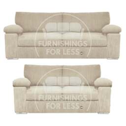 Rackhams Delta Full Jumbo Cord 3 + 2 Seater Sofa Suite - Cream - thumbnail 1