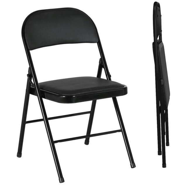 Rackhams Set of Two Cushioned Folding Chairs - Black