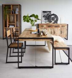 Rackhams Herica Industrial Vintage Mintis Medium Dining Table - Wood - 150CM X 90CM X78CM  (LXDXH) - Dining Table