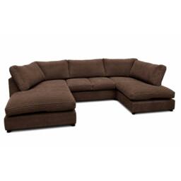 Rackhams Preston U Shaped Jumbo Cord Full Back Corner Sofa - Black - thumbnail 5